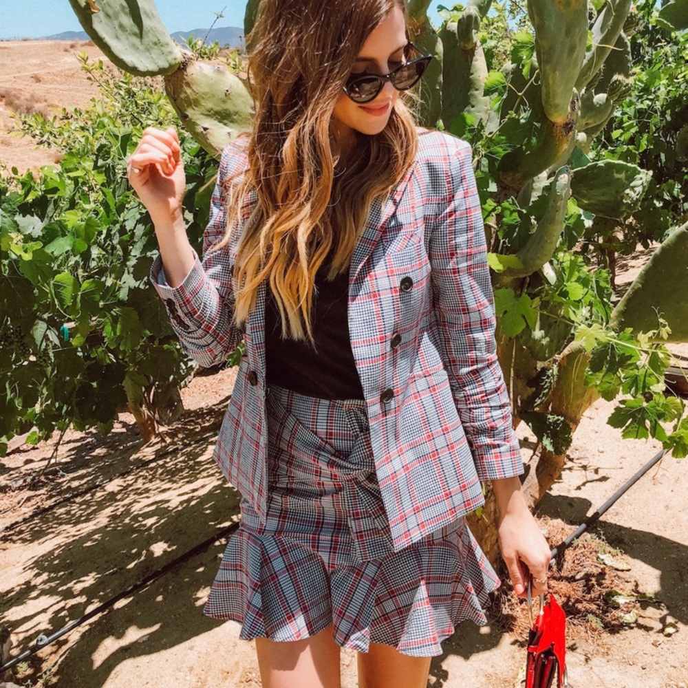 Veronica Beard Plaid Bow Skirt